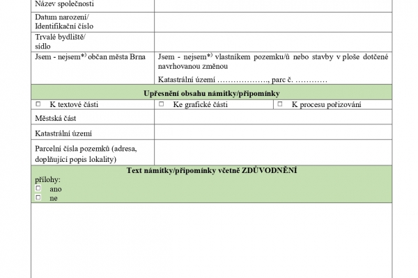 Připomínky městské části Brno-Komín k návrhu nového územního plánu města Brna