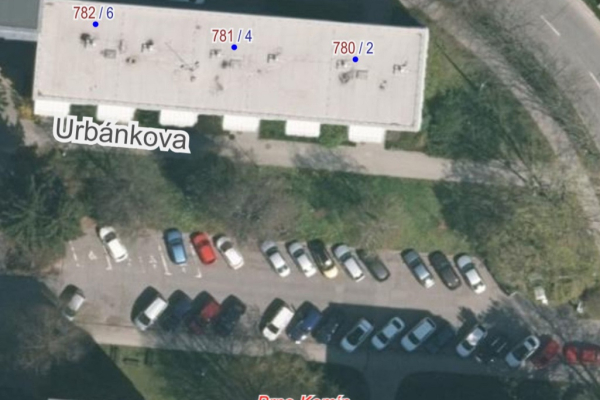 Urbánkova 2-6, šikmé parkování, realizaci projektu Urbánkova