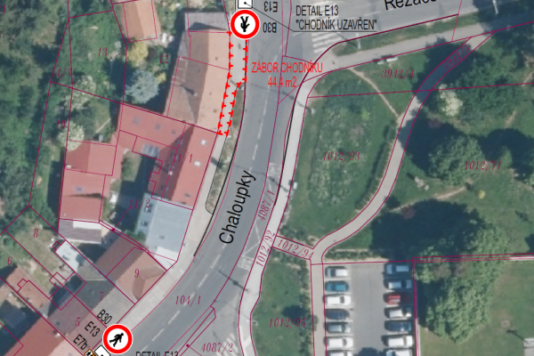 Uzavírka chodníku Chaloupky 55/9 26. - 30. května