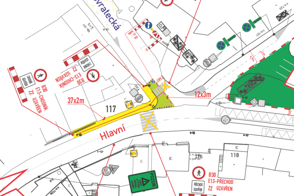 Částečná uzavírka ulice Svratecká (průjezd zůstane zachován) od 23.06.2025 do 13.07.2025