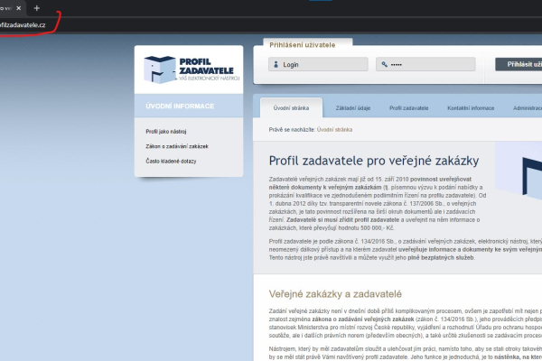 Změna profilu zadavatele