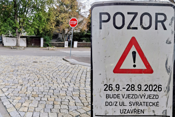 Předláždění vjezdu na Svrateckou – prodloužený víkend 26.-28.09.2026 - uzavírka