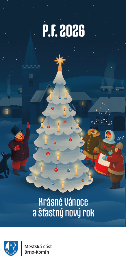 Lidé kolem stromečku zpívají koledy