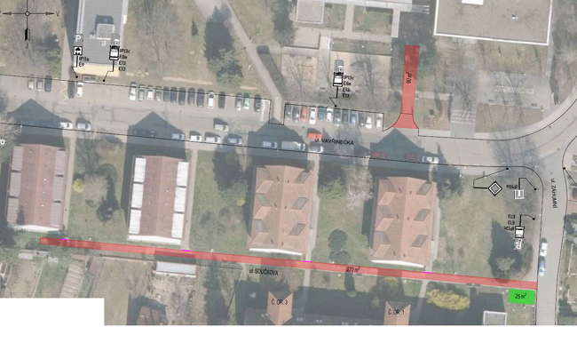 mapa rozsahu opravovaného chodníku